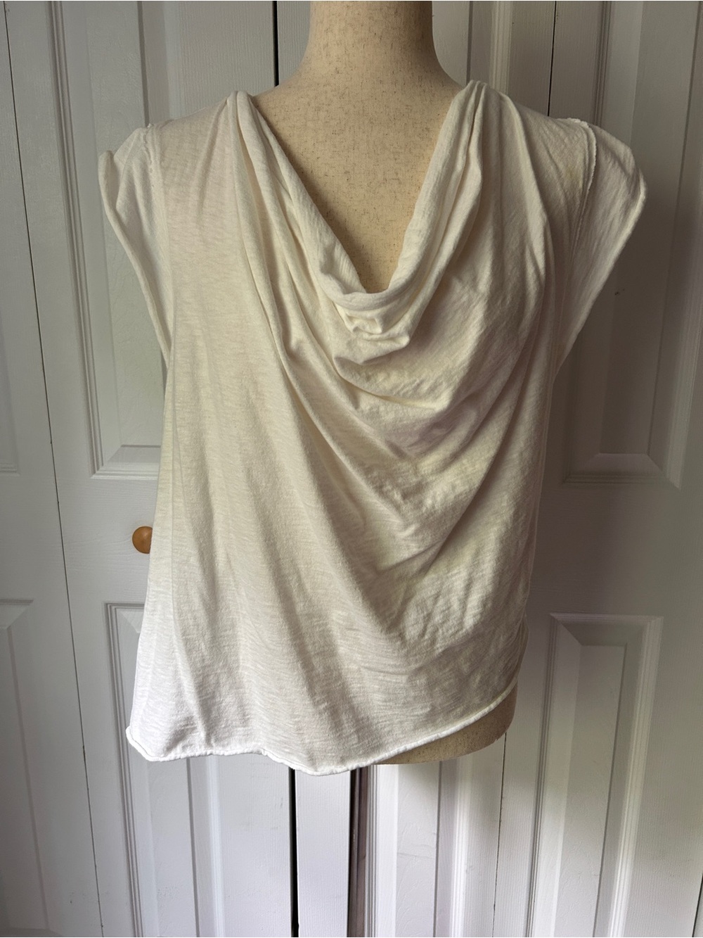 We The Free White Draped Cowl Neck Sleeveless Top